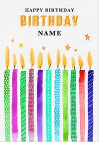 Happy Birthday Colourful Candles Personalised Card