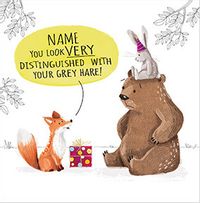 Grey Hare Birthday Card