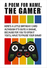 Tap to view The Gamer Personalised Birthday Card