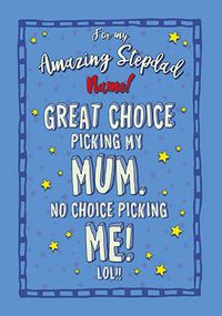 Stepdad Great Choice Personalised Father's Day Card