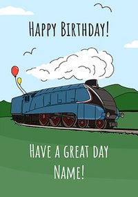 Blue Train Birthday Card