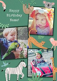 Tap to view Zoo Animals Photo Birthday Card