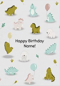 Cute Dinosaurs Personalised Birthday Card