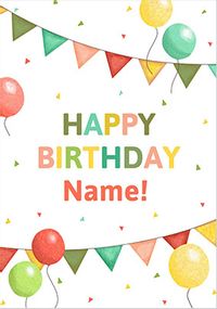 Balloons & Bunting Personalised Birthday Card