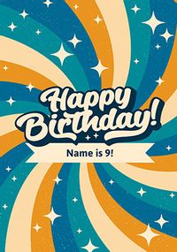 Retro Swirl 9th Birthday Card