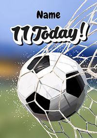 Tap to view Football Goal 11th Birthday Card