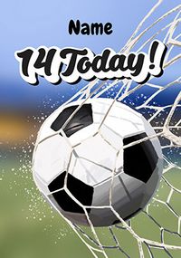 Tap to view Football Goal 14th Birthday Card