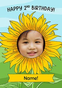 2nd Birthday Sunflower Photo Card