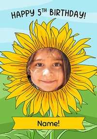 5th Birthday Sunflower Photo Card