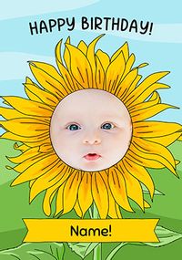 Open Sunflower Photo Birthday Card