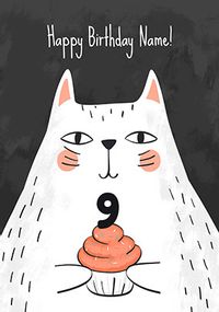 Tap to view Cat 9th Cupcake Personalised Birthday Card