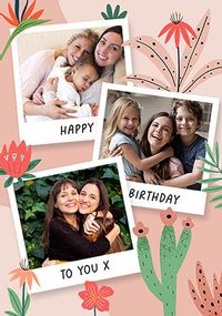 Tap to view Cacti Three Photo Birthday Card