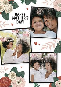 Tap to view Floral 3 photo upload Mother's Day personalised Card