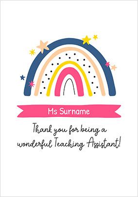 Ms Teaching Assistant Thank You Card