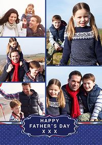 Happy Father's Day Multi Photo Blue Banner Card
