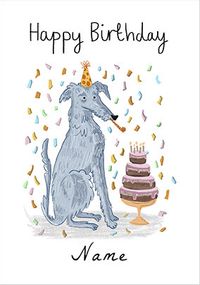 Lurcher Party Personalised Birthday Card