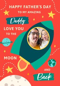 Tap to view Daddy Red Moon And Back Photo Father's Day Card