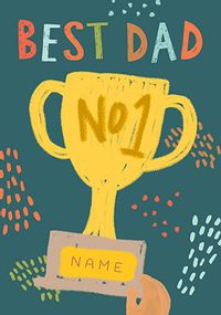 Best Dad Number One Trophy Personalised Card