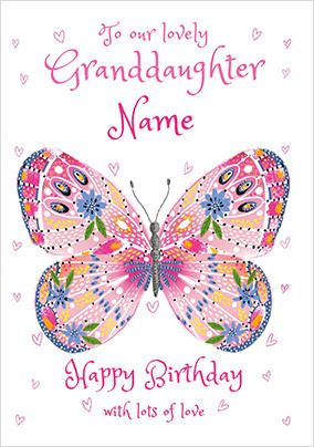 Granddaughter Butterfly Birthday Card