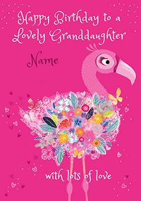Granddaughter Flamingo Birthday Card