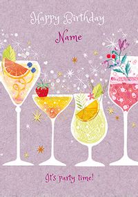 Fizzing Cocktails Personalised Birthday Card
