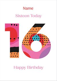 Sixteen Today 16th Personalised Birthday Card