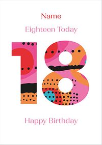 Eighteen Today Personalised 18th Birthday Card