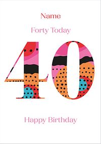 Tap to view Forty Today Personalised 40th Birthday Card