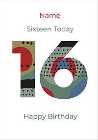 Sixteen Today Him Personalised Birthday Card