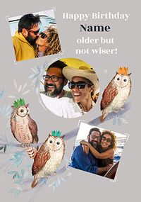 Tap to view Owls 3 Photo Birthday Card