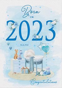 Born In 2023 Personalised  New Baby Boy Card