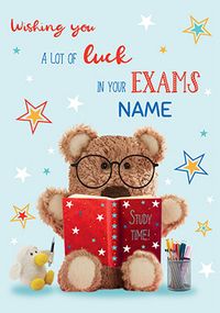 Tap to view Barley  Bear - Exam Good Luck Personalised Card