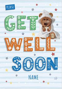 Barley Bear - Get Well Soon Personalised Card