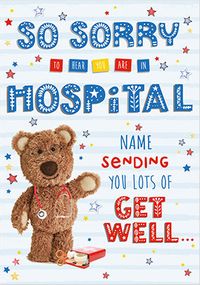 Barley Bear - Hospital Stay Personalised Get Well Card