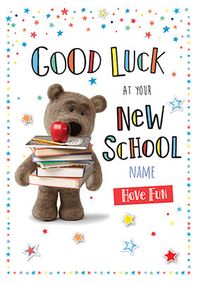Tap to view Barley Bear - Good Luck New School Personalised Card