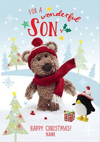 Tap to view Barley Bear - Son Personalised Christmas Card