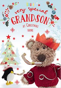 Barley Bear - Grandson Personalised Christmas Card