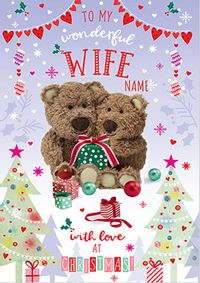 Tap to view Barley Bear - Wife Personalised Christmas Card