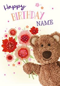 Tap to view Barley Bear - Floral Birthday Personalised Card