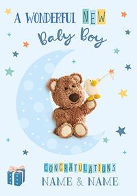 A Wonderful New Baby Boy Personalised Card