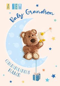 Fluffy Grandson New Baby Personalised Card