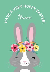 Grey Bunny Personalised Easter Card