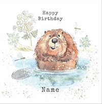 Tap to view Beaver personalised Happy  Birthday Card