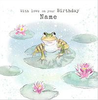 Frog and Lily Pads Personalised Birthday Card