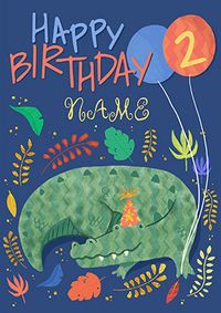Crocparty 2nd Birthday Personalised Card