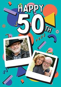 Retro 50th Birthday 2 Photo Card