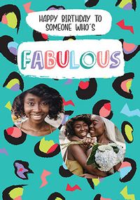 Fabulous Leopard Print Photo Birthday Card