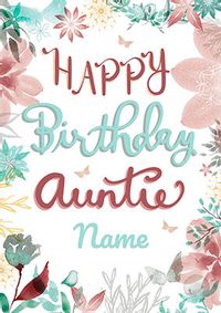 Floral Butterfly Auntie Birthday Card