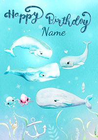 Tap to view Whales Birthday Personalised Card