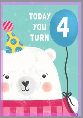 4th Birthday Bear Card